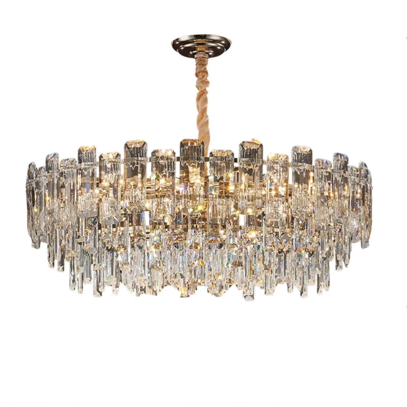 Gold Linear Crystal Chandelier Modern Design Image - 8 | homeyfad