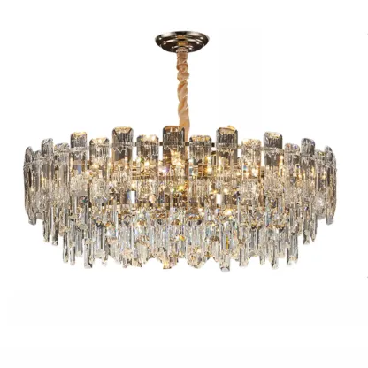 Gold Linear Crystal Chandelier Modern Design Image - 8