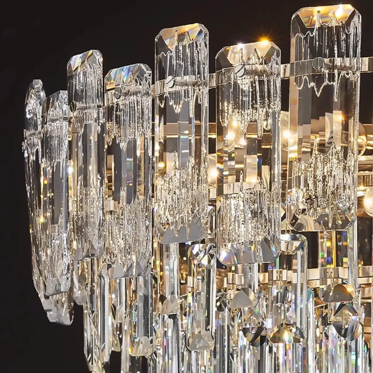 Gold Linear Crystal Chandelier Modern Design Image - 9