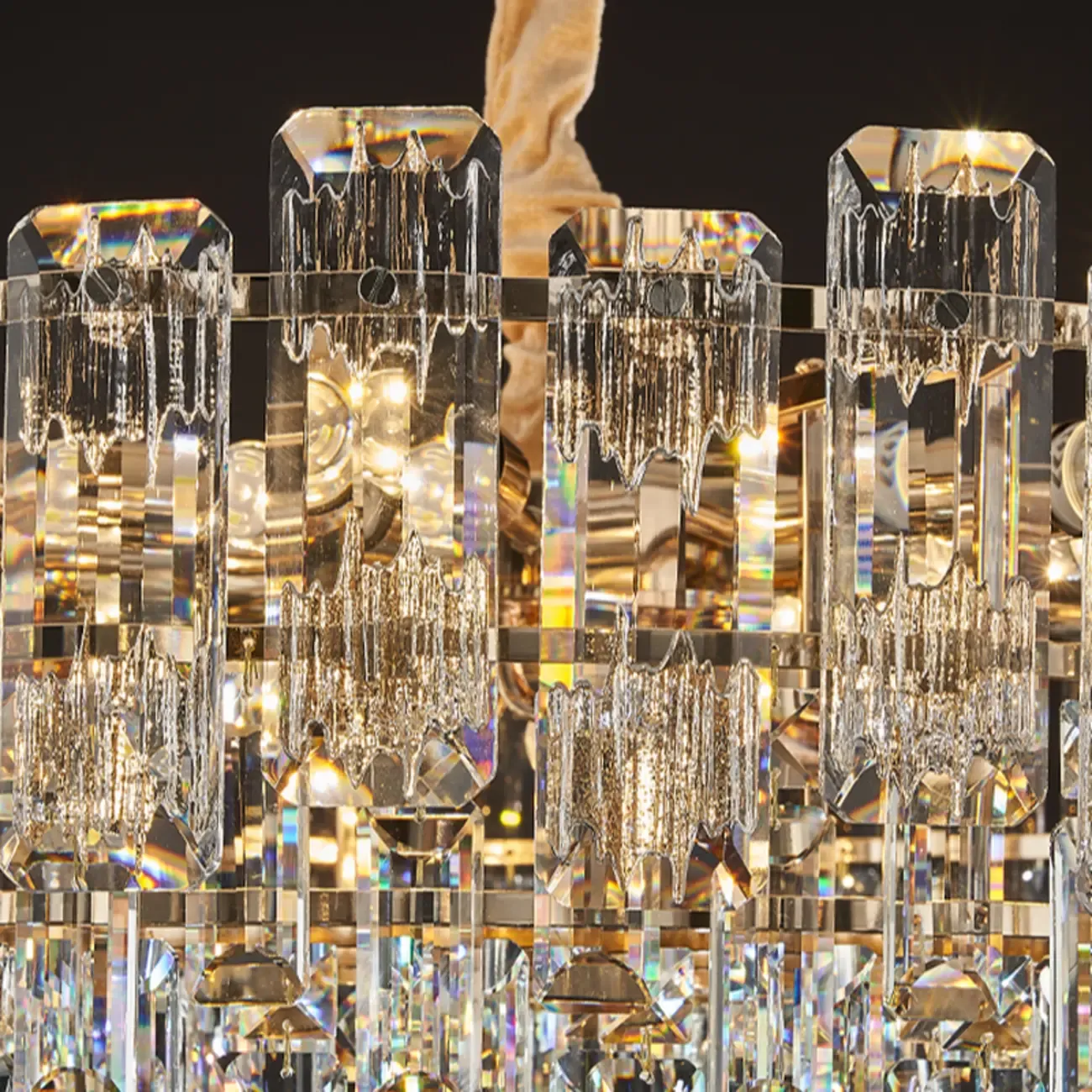 Gold Linear Crystal Chandelier Modern Design Image - 10