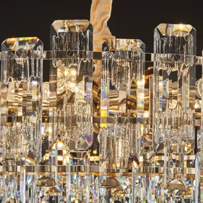 Gold Linear Crystal Chandelier Modern Design Image - 10