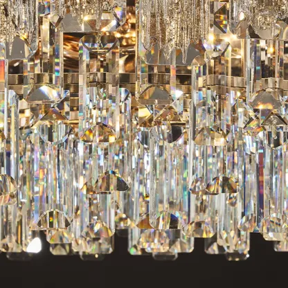 Gold Linear Crystal Chandelier Modern Design Image - 11