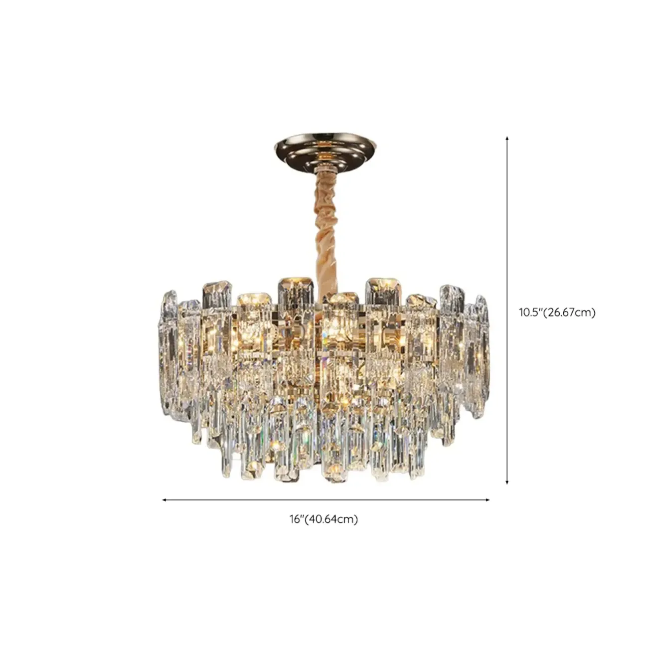 Gold Linear Crystal Chandelier Modern Design #size