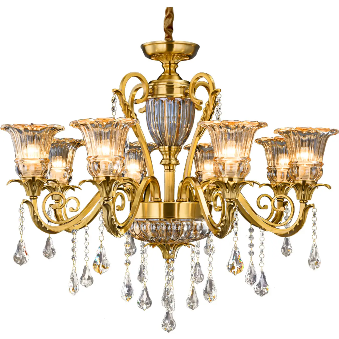 Gold Glass Crystal Chandelier Elegant Curved Luxury Image - 14 | homeyfad
