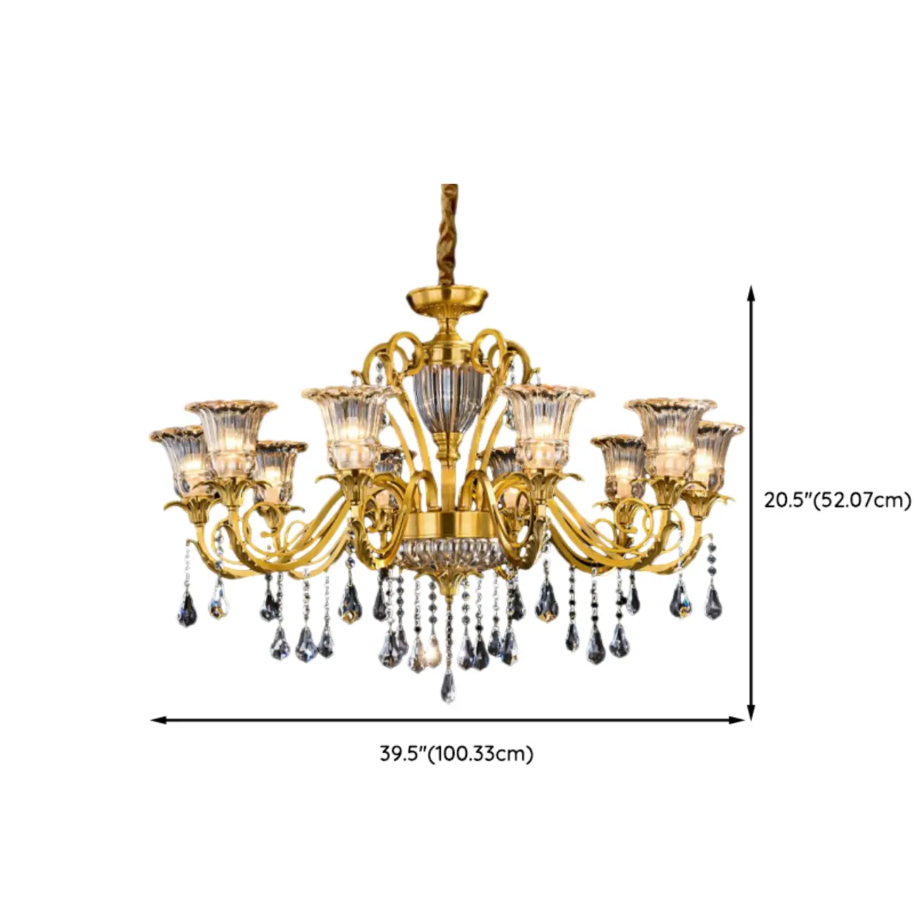 Gold Glass Crystal Chandelier Elegant Curved Luxury Image - 19 | homeyfad