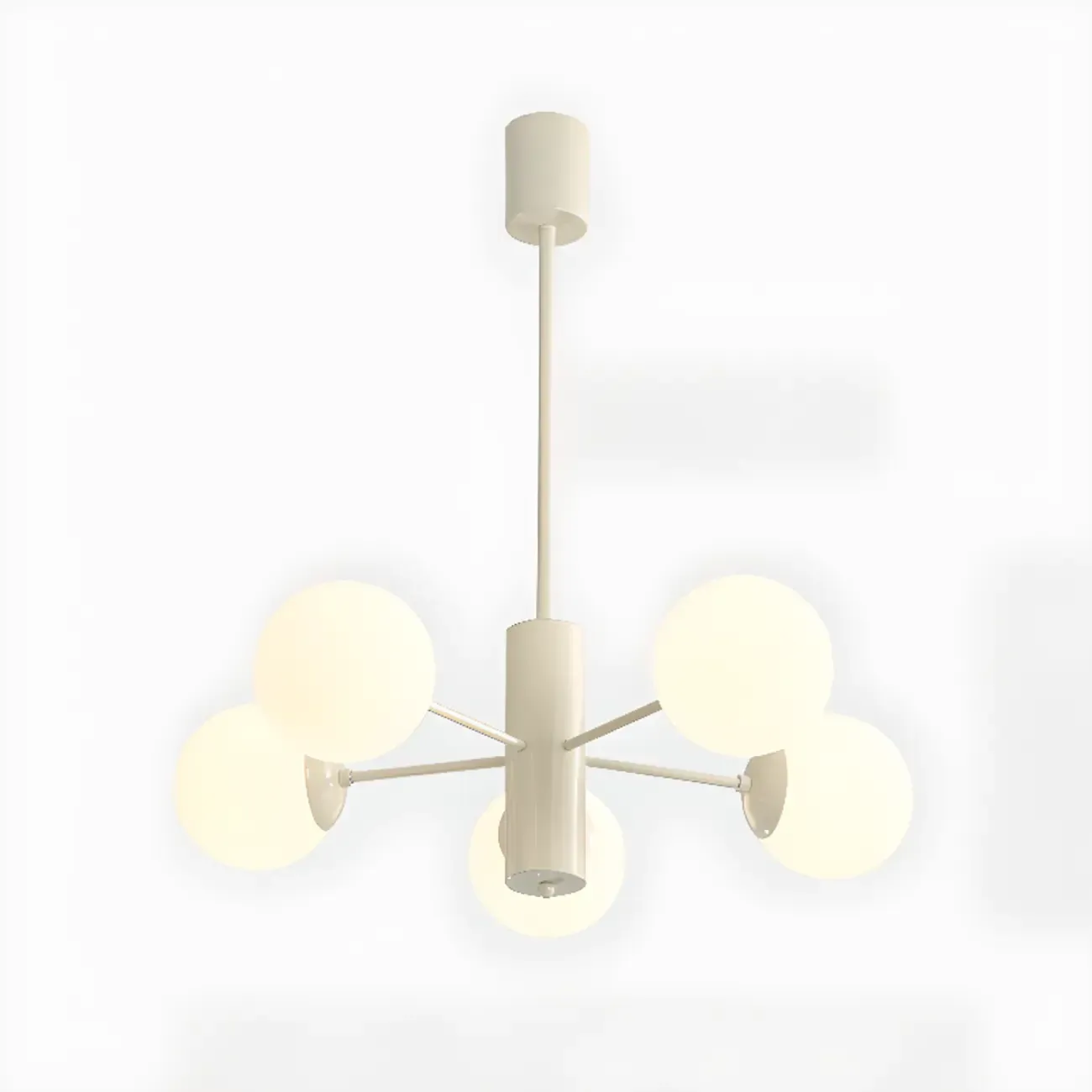 White Round Metal Modern Minimalist Chandelier Light Image - 8