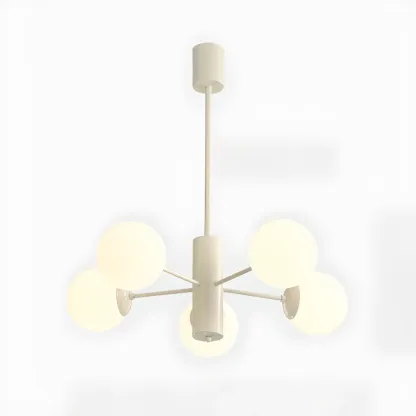 White Round Metal Modern Minimalist Chandelier Light Image - 8