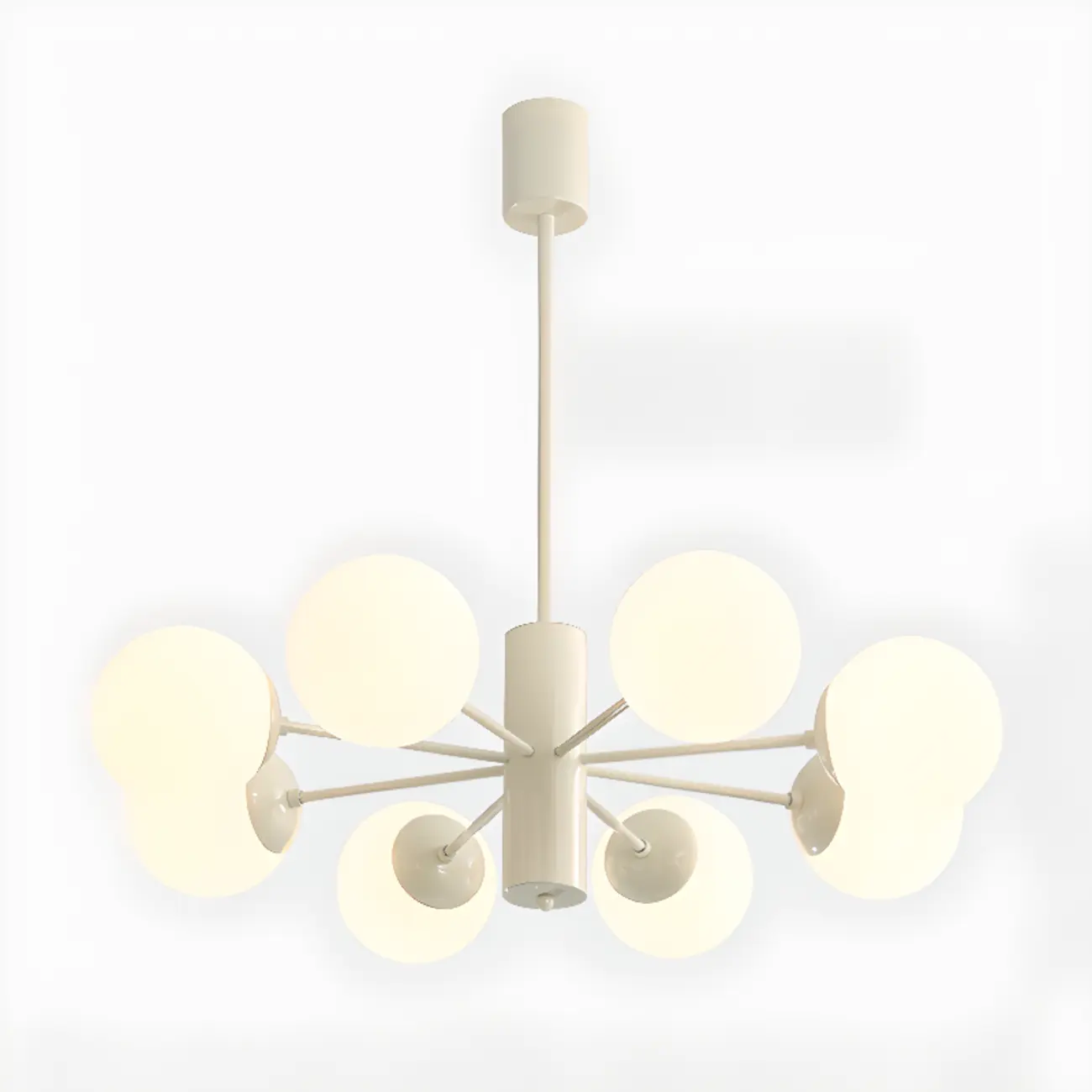 White Round Metal Modern Minimalist Chandelier Light Image - 9 | homeyfad