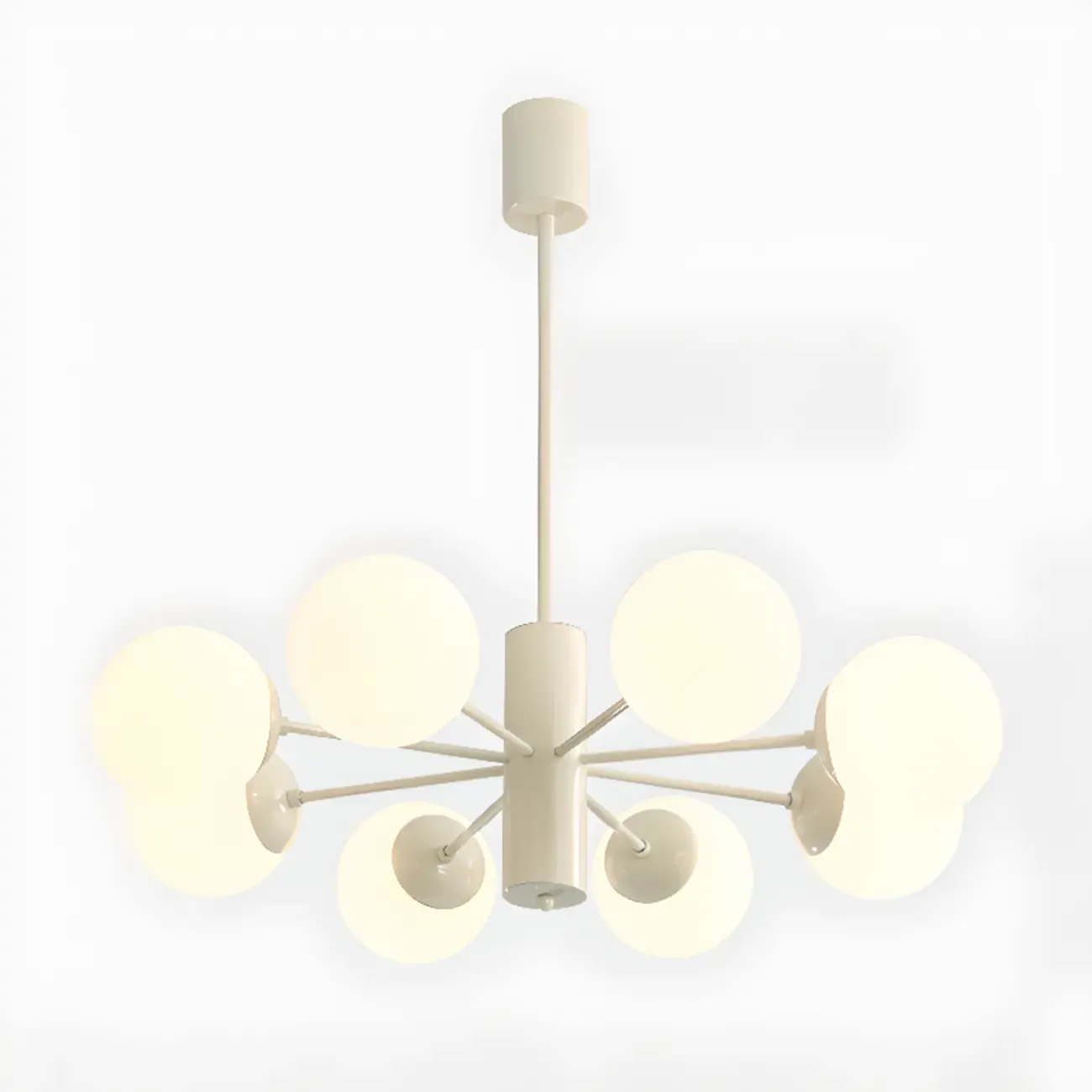 White Round Metal Modern Minimalist Chandelier Light Image - 9