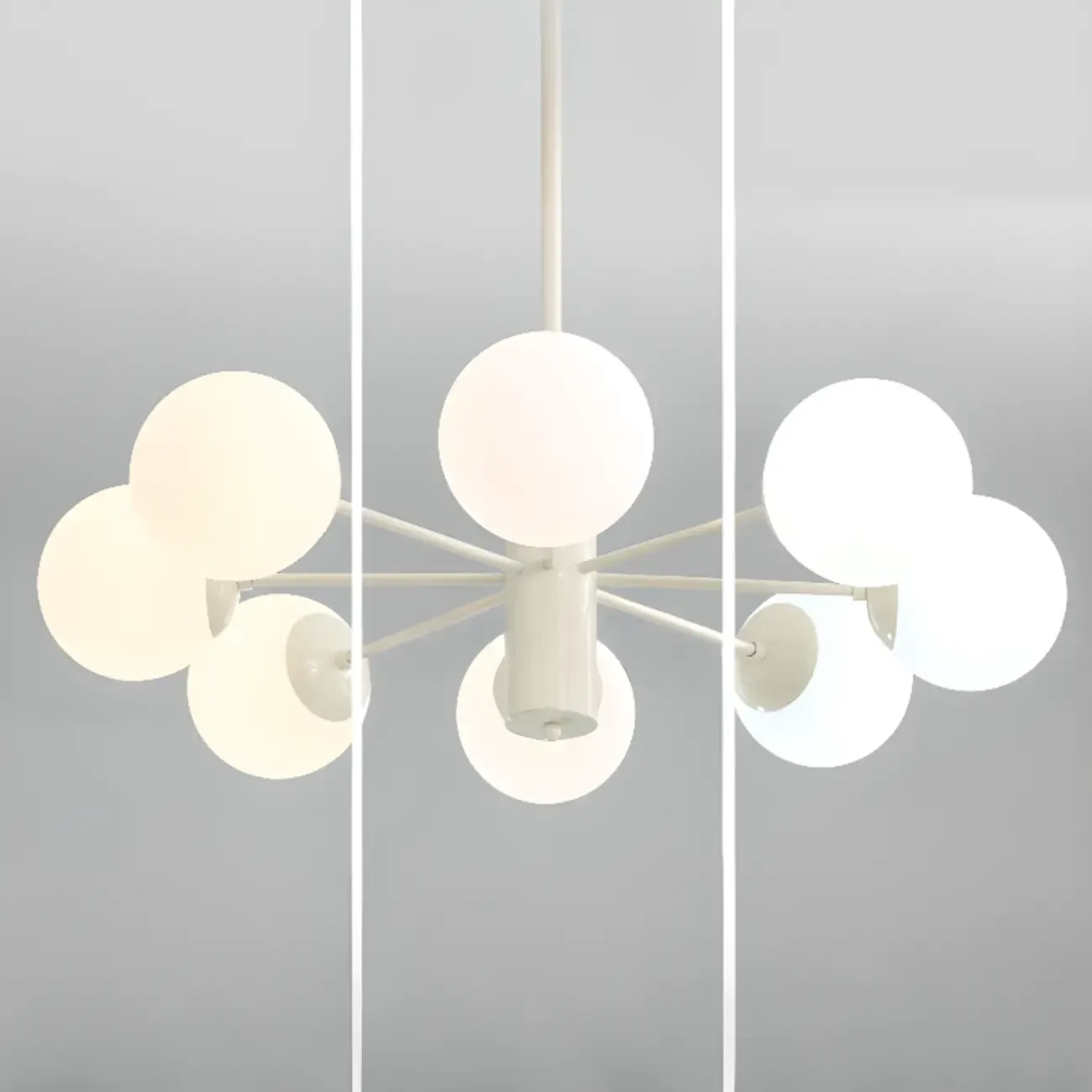 White Round Metal Modern Minimalist Chandelier Light Image - 10