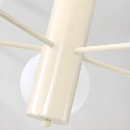 White Round Metal Modern Minimalist Chandelier Light Image - 5