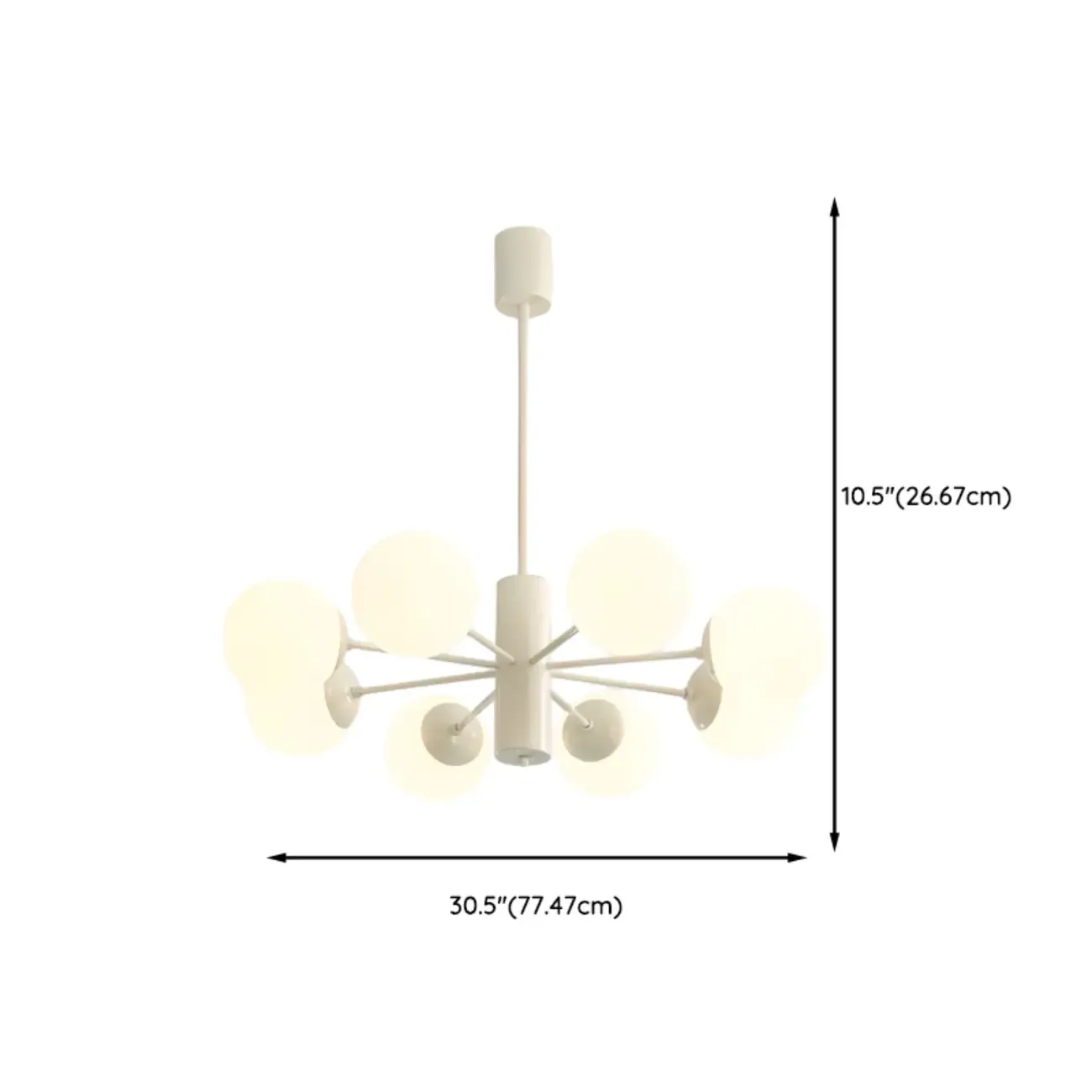 White Round Metal Modern Minimalist Chandelier Light Image - 12