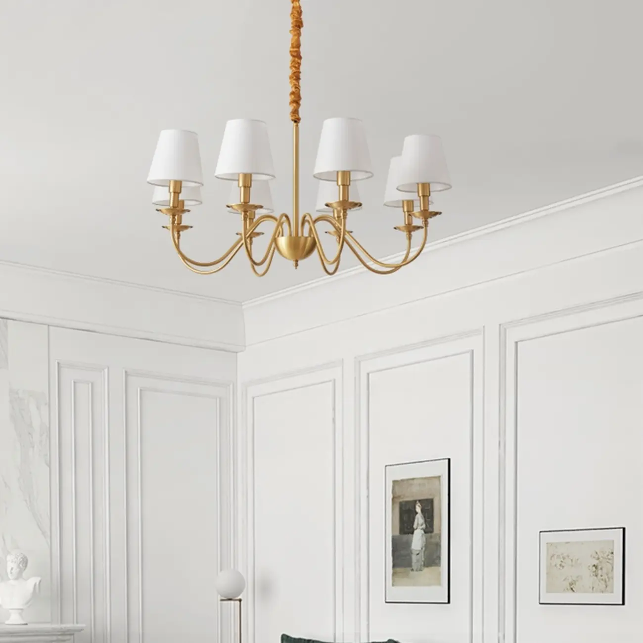 Gold Metal Elegant Modern Linear Chandelier Light Image - 2 | homeyfad