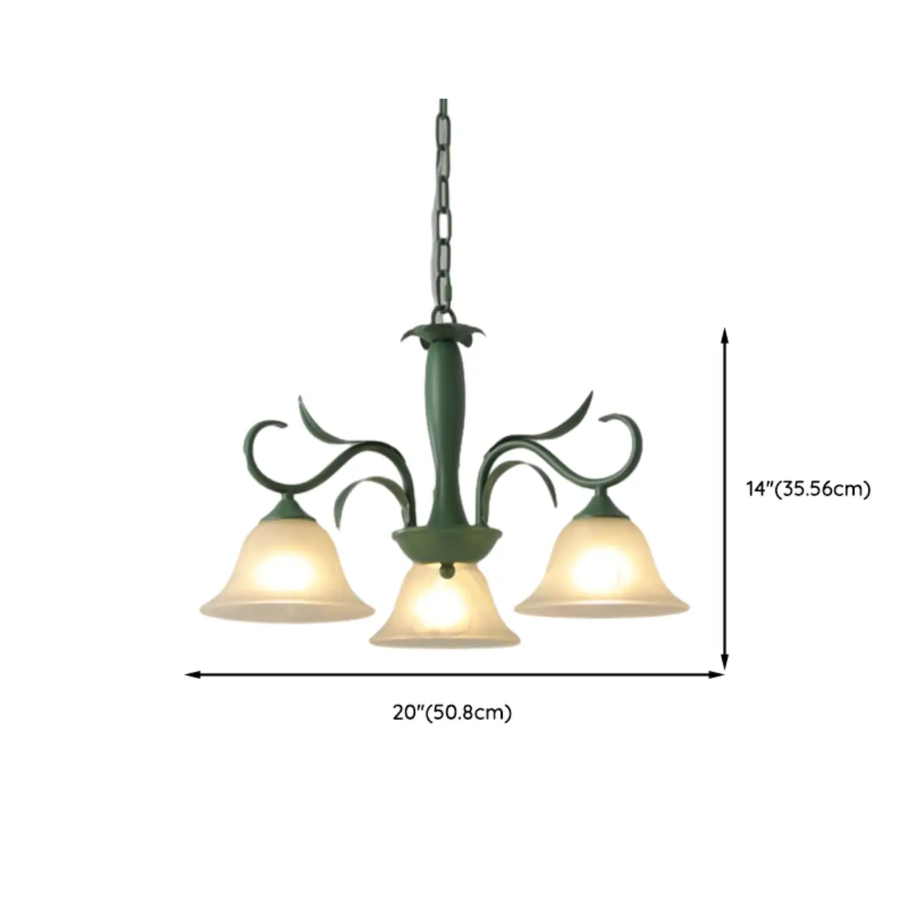 Elegant Bell Glass Shade Nordic Green Metal Chandelier  #size | homeyfad
