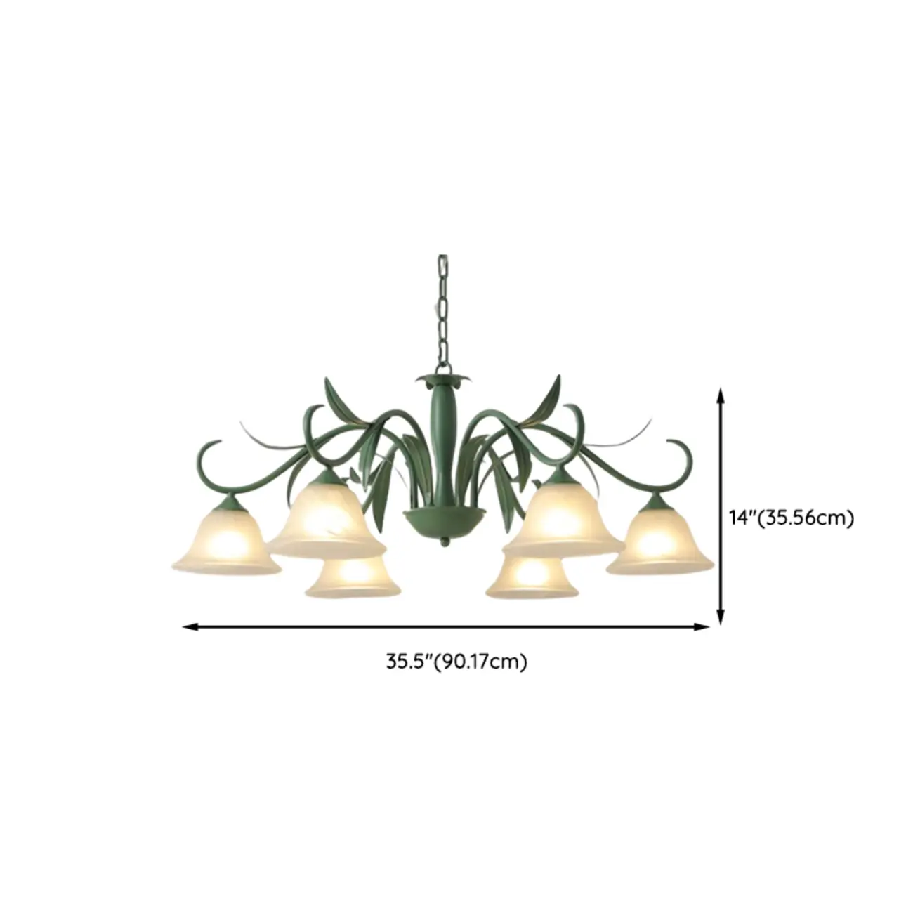 Elegant Bell Glass Shade Nordic Green Metal Chandelier  Image - 14 | homeyfad