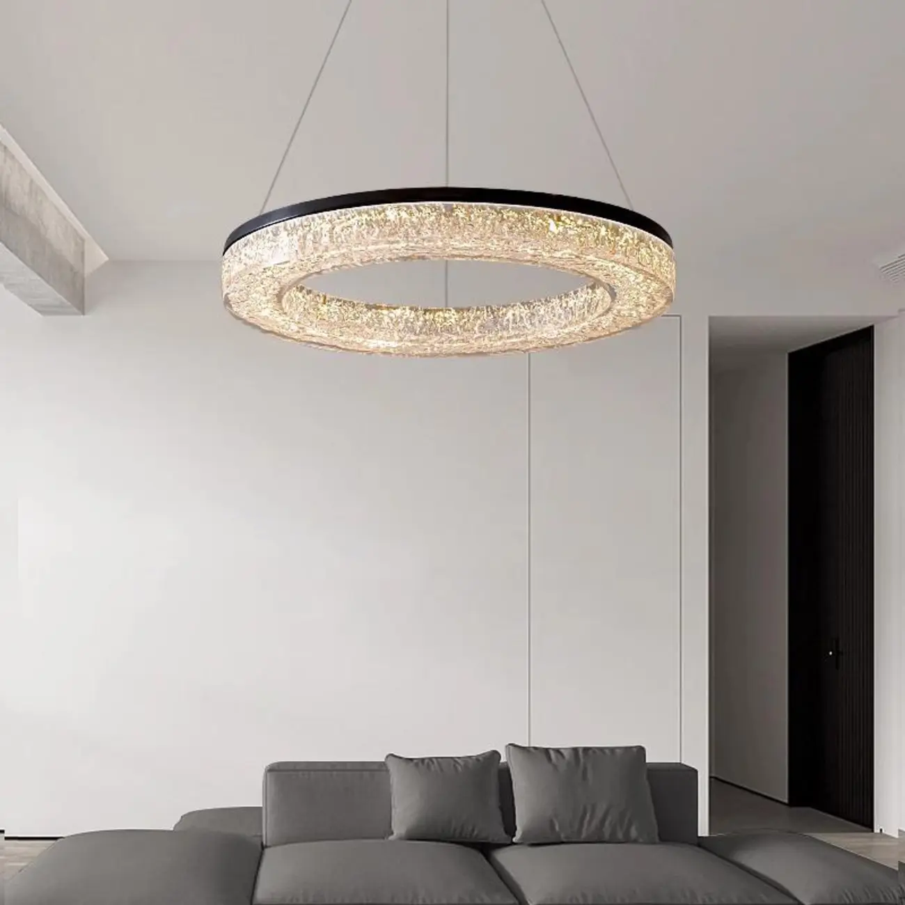 Black Circular Crystal Modern Chandelier Light Image - 2 | homeyfad
