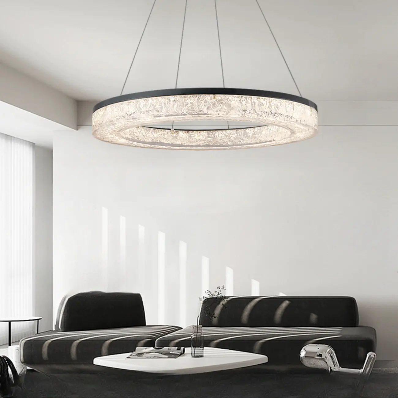 Black Circular Crystal Modern Chandelier Light Image - 1 | homeyfad