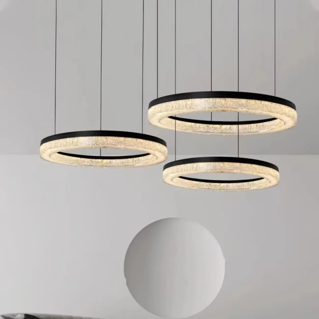 Black Circular Crystal Modern Chandelier Light Image - 7 | homeyfad