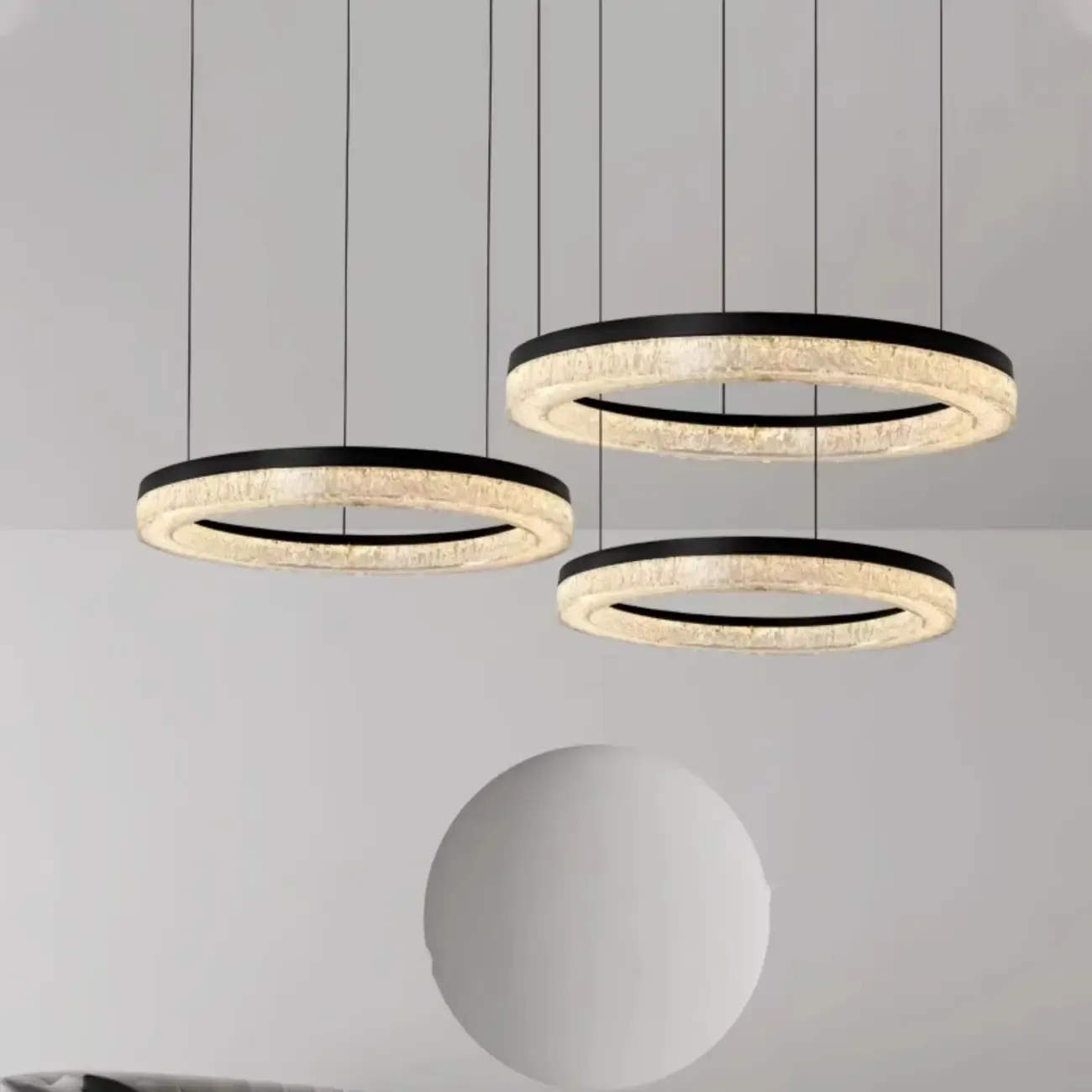 Black Circular Crystal Modern Chandelier Light Image - 7