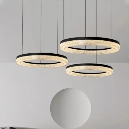 Black Circular Crystal Modern Chandelier Light Image - 7