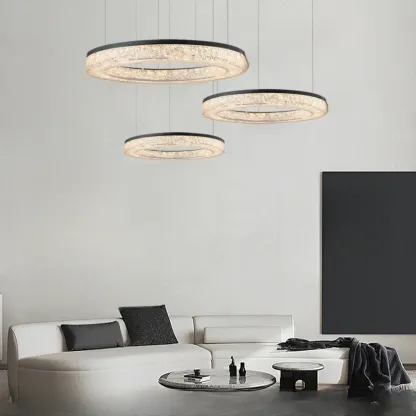 Black Circular Crystal Modern Chandelier Light Image - 6