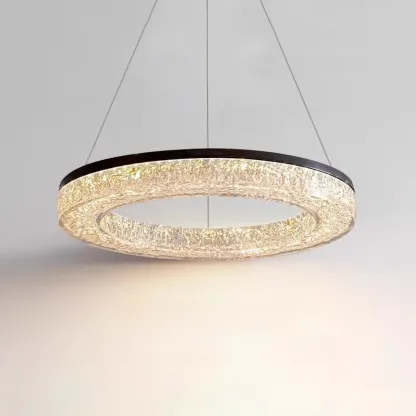 Black Circular Crystal Modern Chandelier Light Image - 9