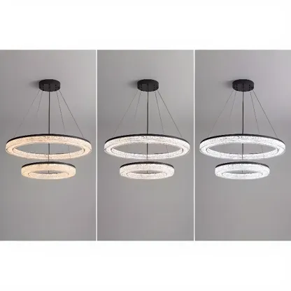 Black Circular Crystal Modern Chandelier Light Image - 10