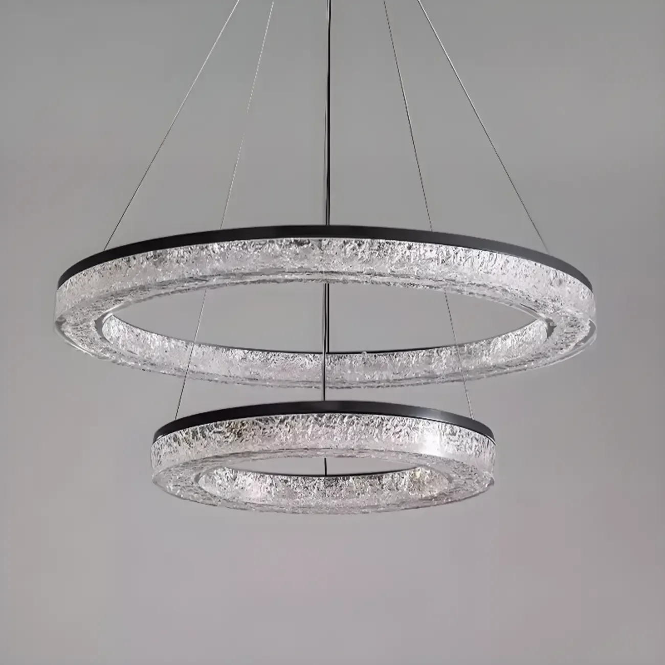 Black Circular Crystal Modern Chandelier Light Image - 12