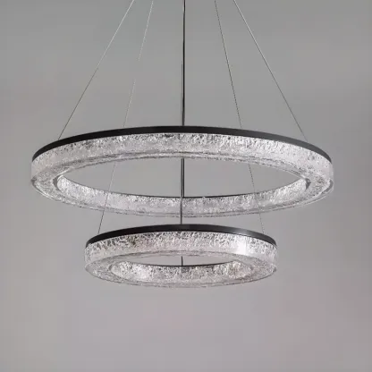 Black Circular Crystal Modern Chandelier Light Image - 12