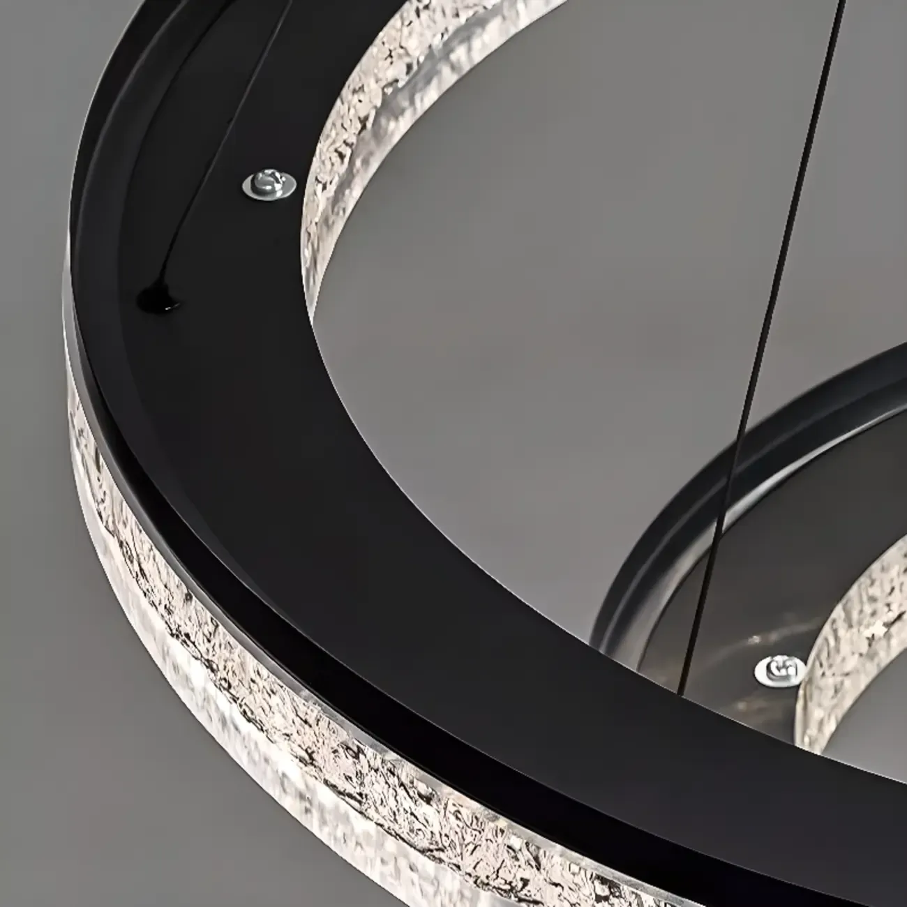 Black Circular Crystal Modern Chandelier Light Image - 14