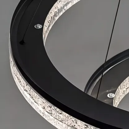 Black Circular Crystal Modern Chandelier Light Image - 14