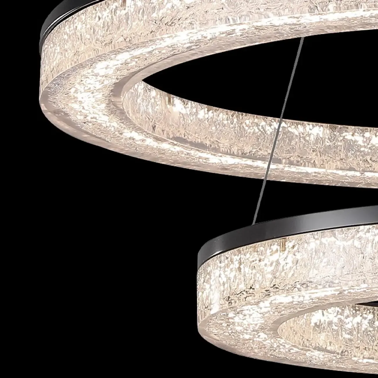 Black Circular Crystal Modern Chandelier Light Image - 15