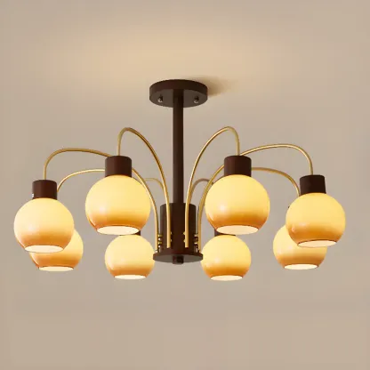 Gold Linear Glass Modern Chandelier Black Light Image - 10