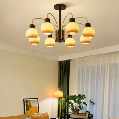 Gold Linear Glass Modern Chandelier Black Light Image - 4