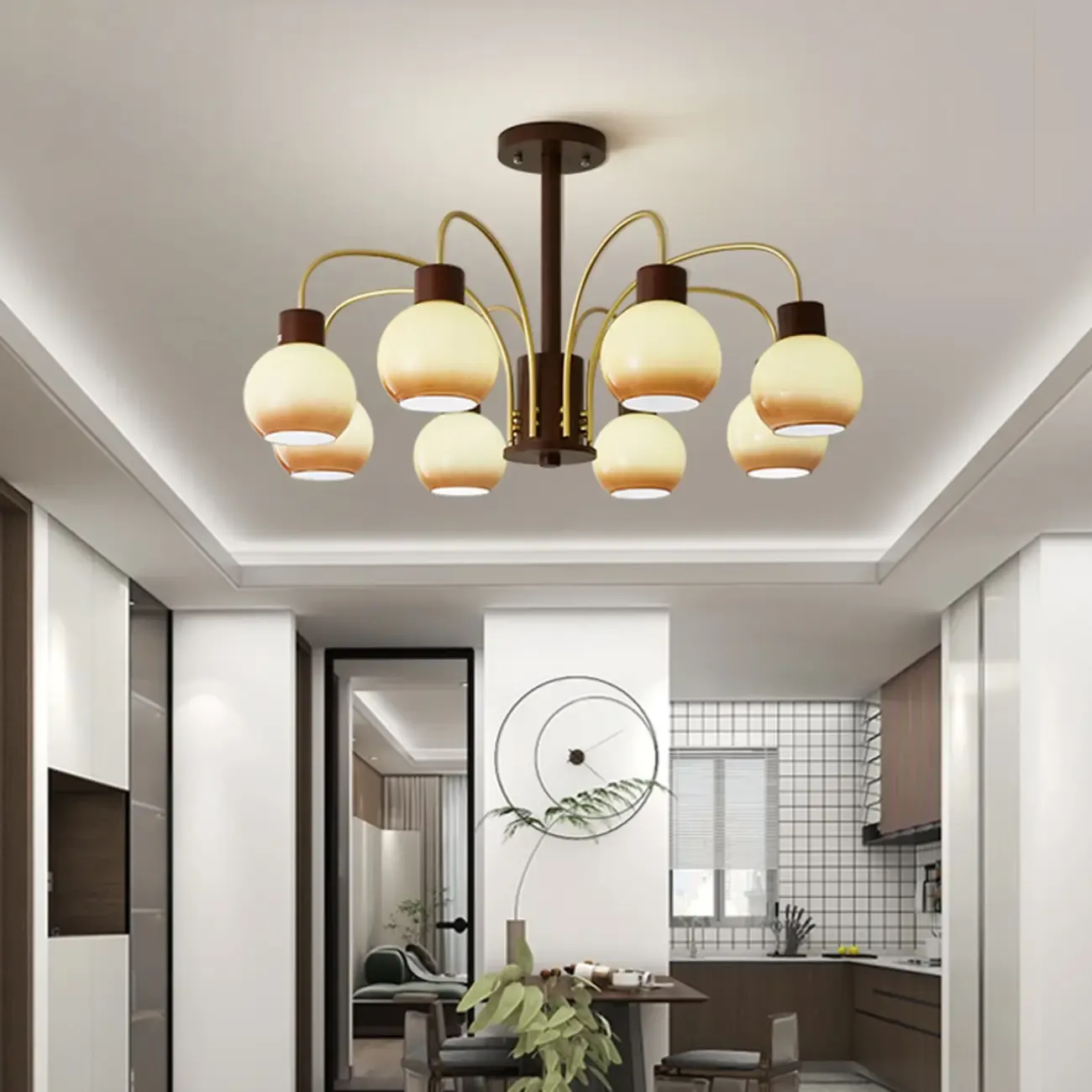 Gold Linear Glass Modern Chandelier Black Light Image - 1