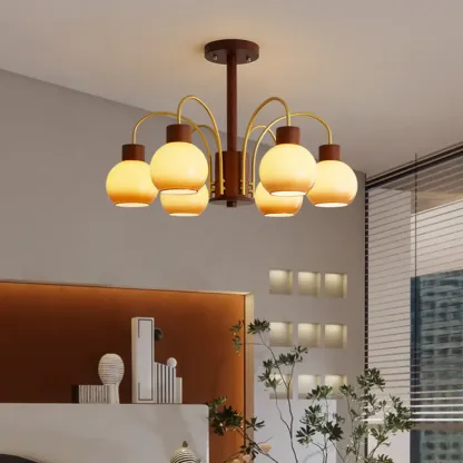 Gold Linear Glass Modern Chandelier Black Light Image - 2