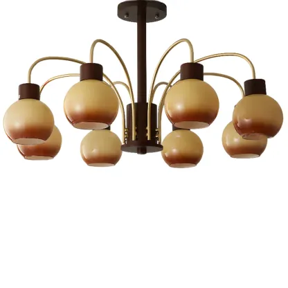 Gold Linear Glass Modern Chandelier Black Light Image - 11