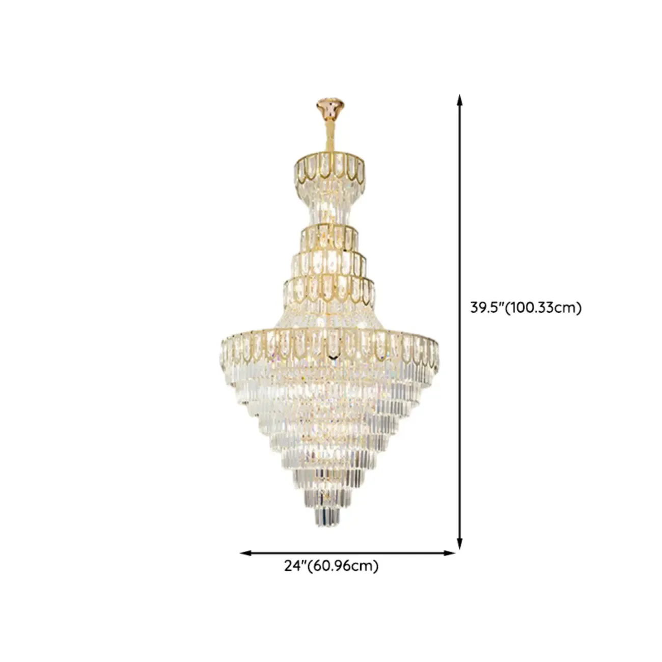 Luxury Adjustable Gold Tiered Crystal High Ceiling Chandelier #size