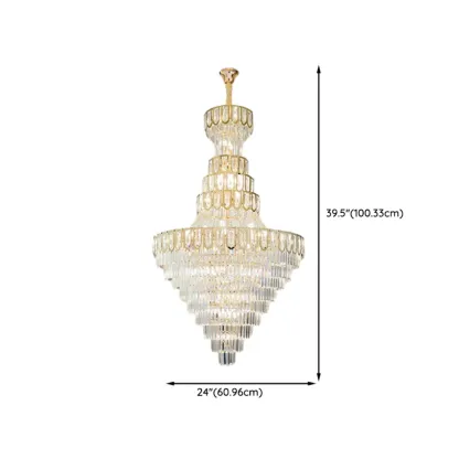 Luxury Adjustable Gold Tiered Crystal High Ceiling Chandelier #size