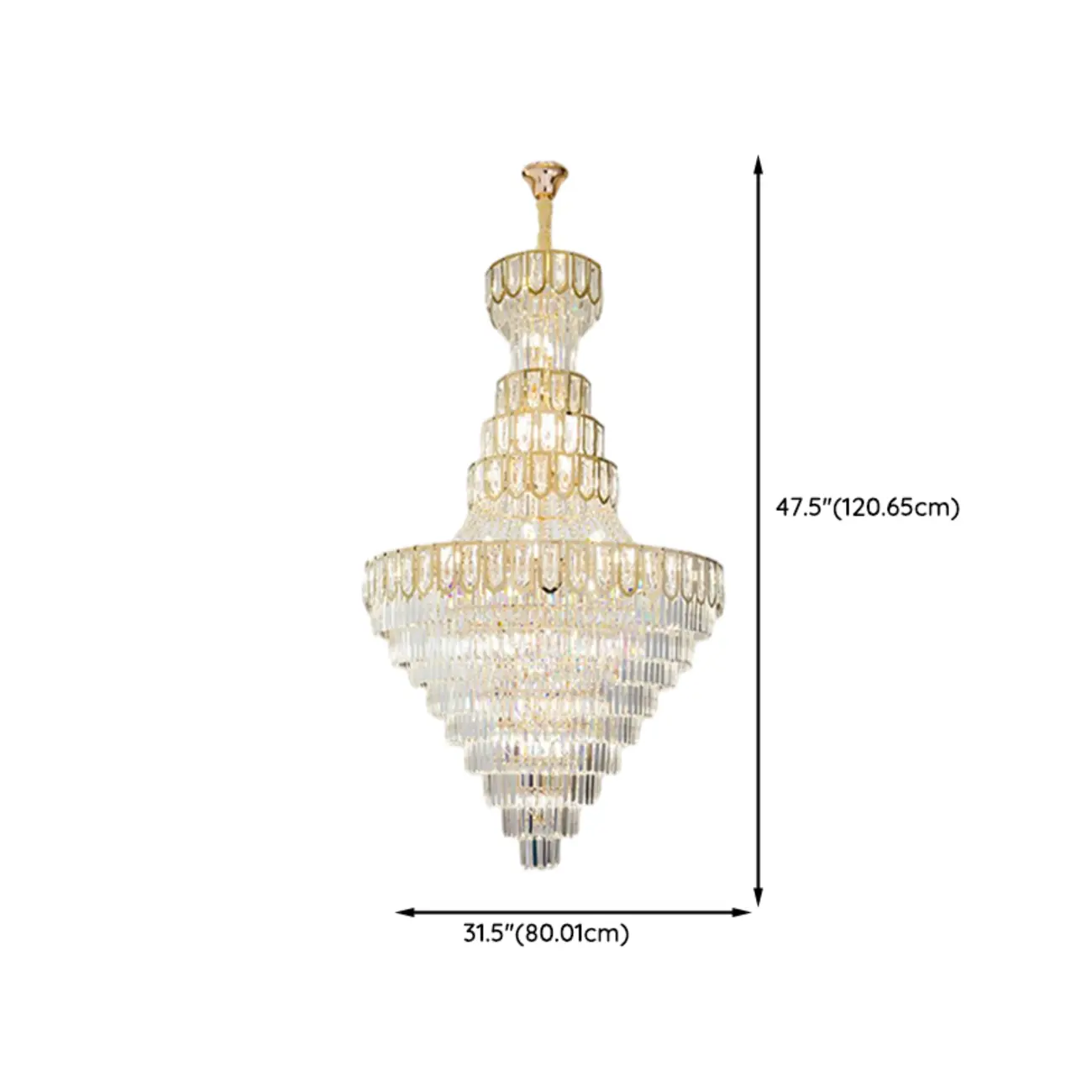 Luxury Adjustable Gold Tiered Crystal High Ceiling Chandelier Image - 14 | homeyfad