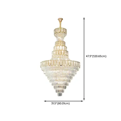 Luxury Adjustable Gold Tiered Crystal High Ceiling Chandelier Image - 14