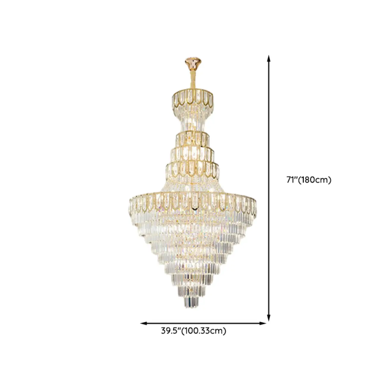 Luxury Adjustable Gold Tiered Crystal High Ceiling Chandelier Image - 15 | homeyfad