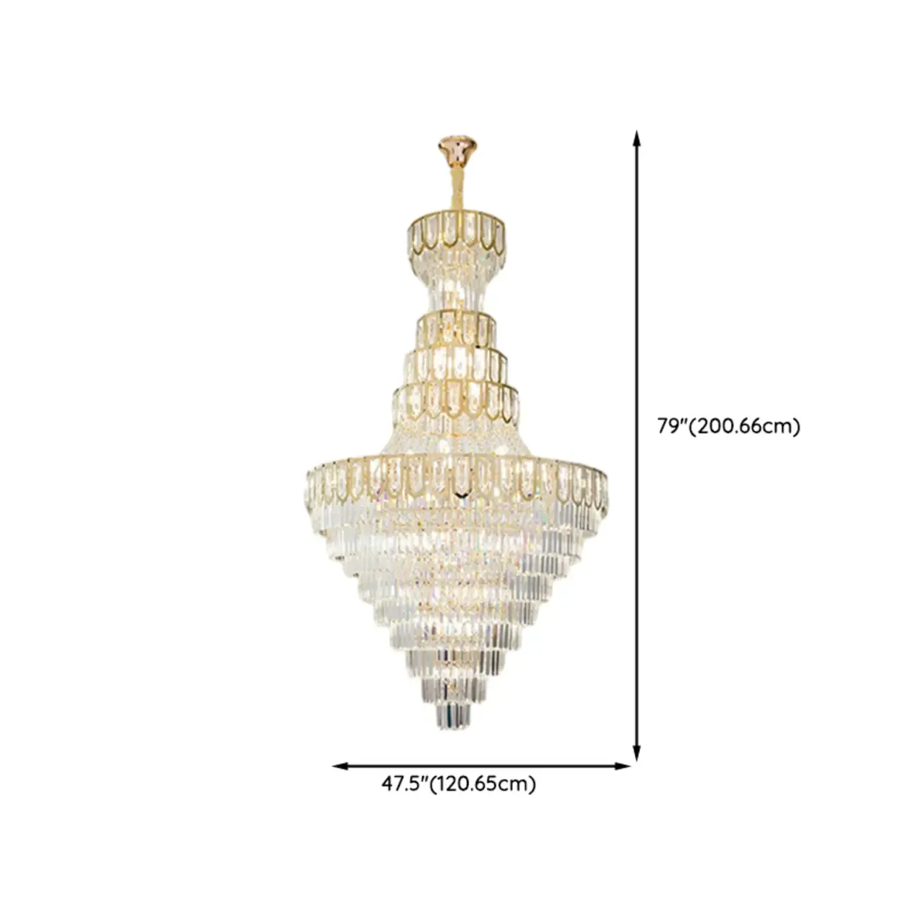 Luxury Adjustable Gold Tiered Crystal High Ceiling Chandelier Image - 16