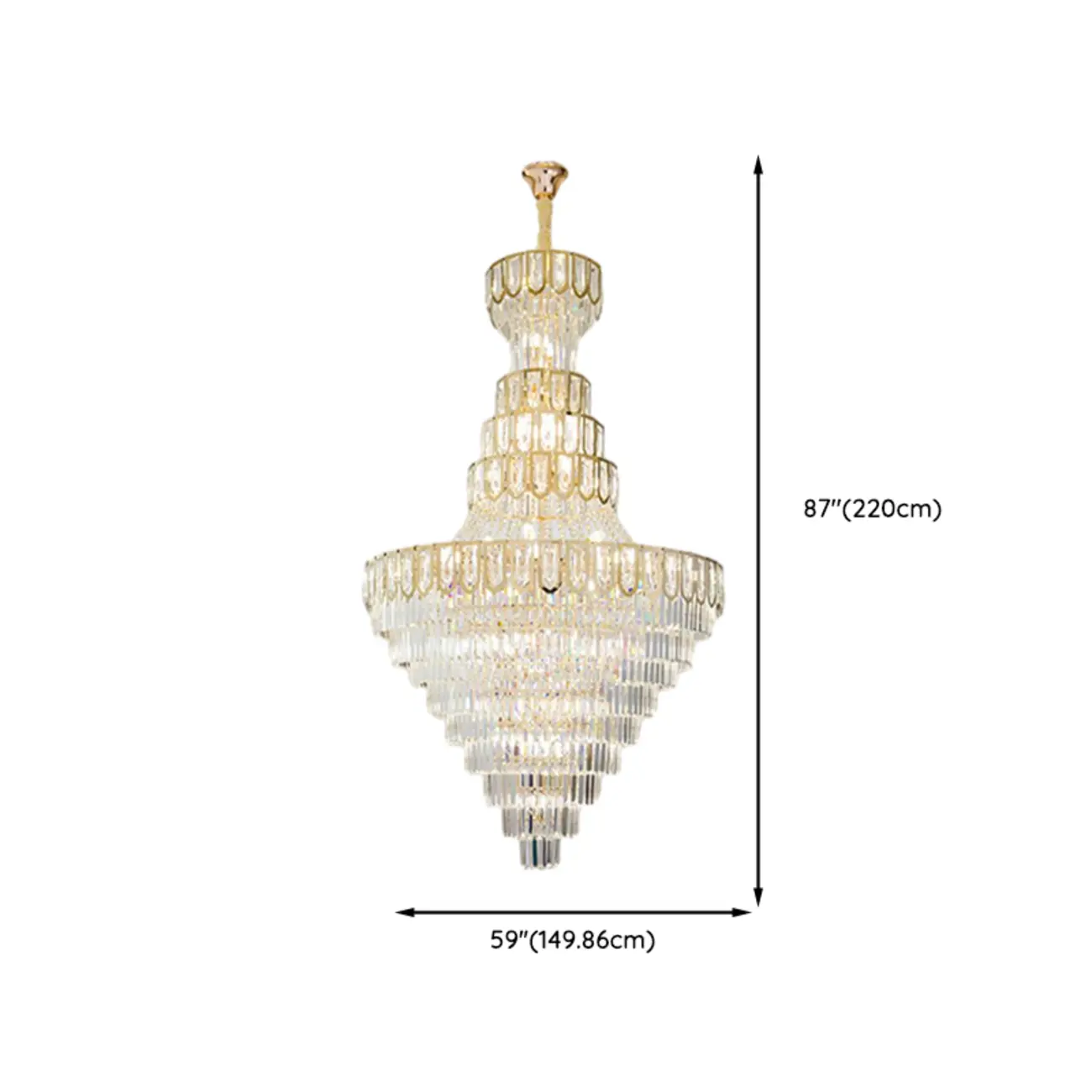 Luxury Adjustable Gold Tiered Crystal High Ceiling Chandelier Image - 17 | homeyfad