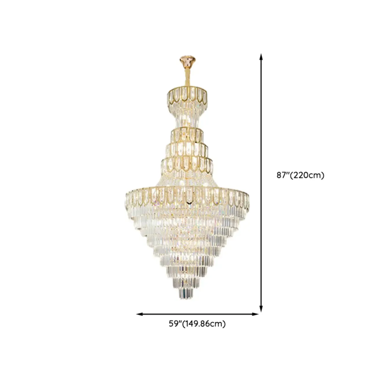 Luxury Adjustable Gold Tiered Crystal High Ceiling Chandelier Image - 17