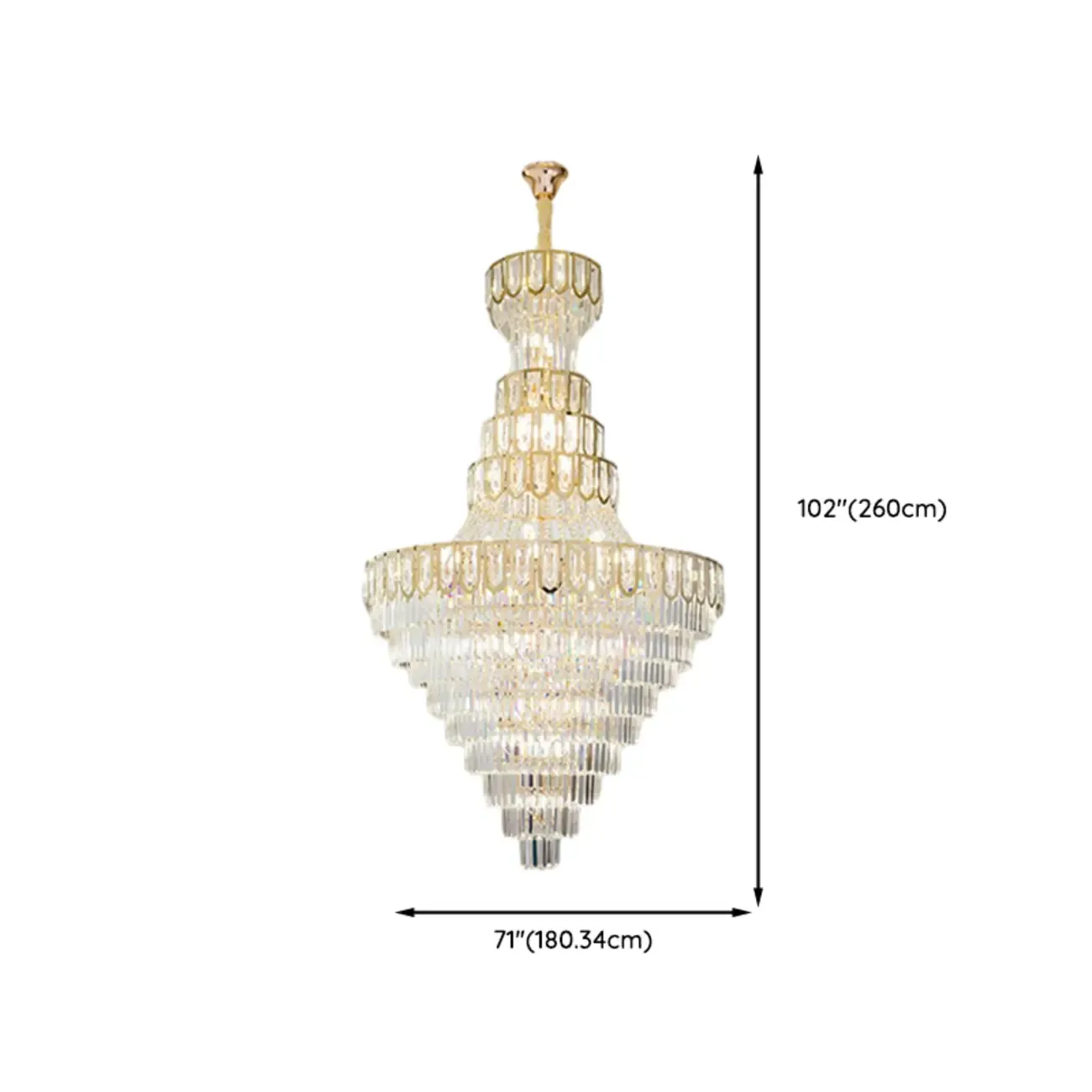Luxury Adjustable Gold Tiered Crystal High Ceiling Chandelier Image - 18