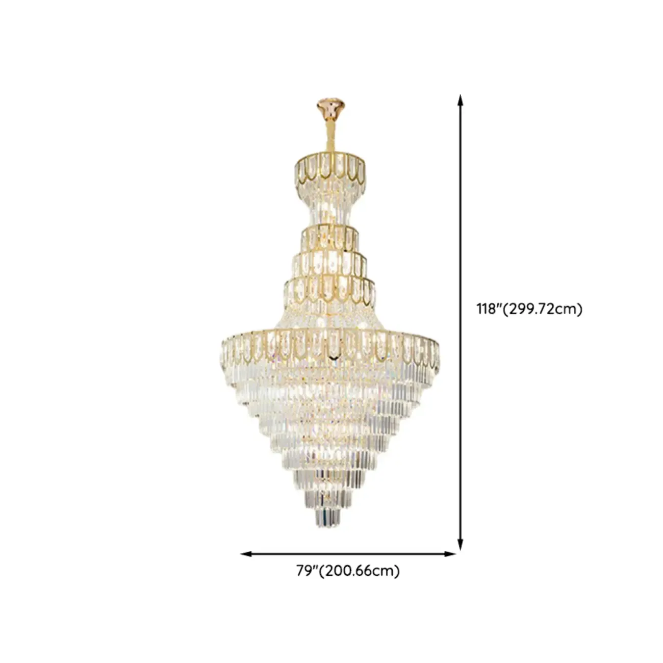 Luxury Adjustable Gold Tiered Crystal High Ceiling Chandelier Image - 19