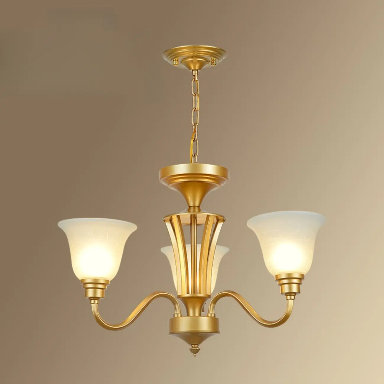 Vintage Metal White Glass Shade Classic Upward Chandelier Image - 7 | homeyfad