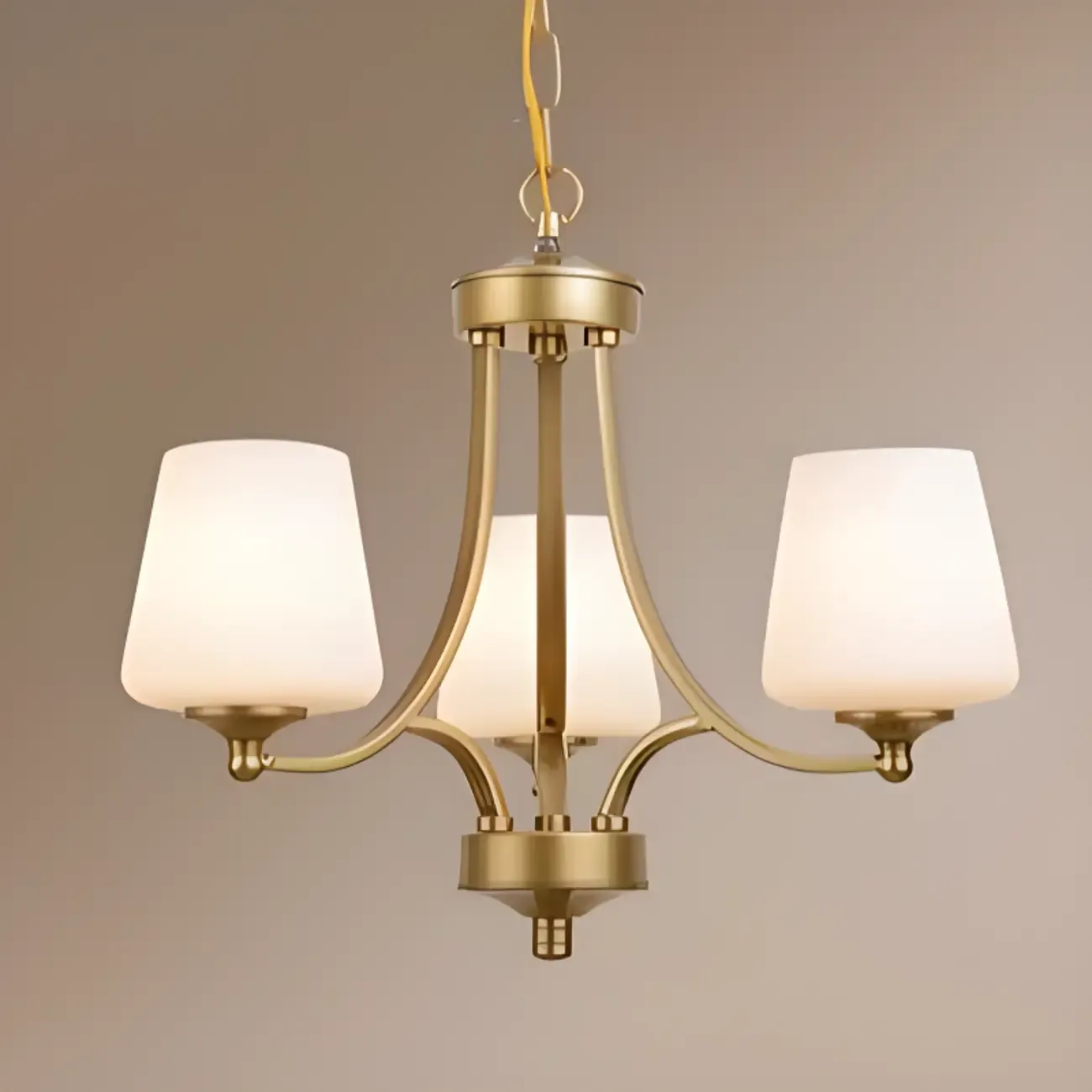 Vintage Metal White Glass Shade Classic Upward Chandelier Image - 19