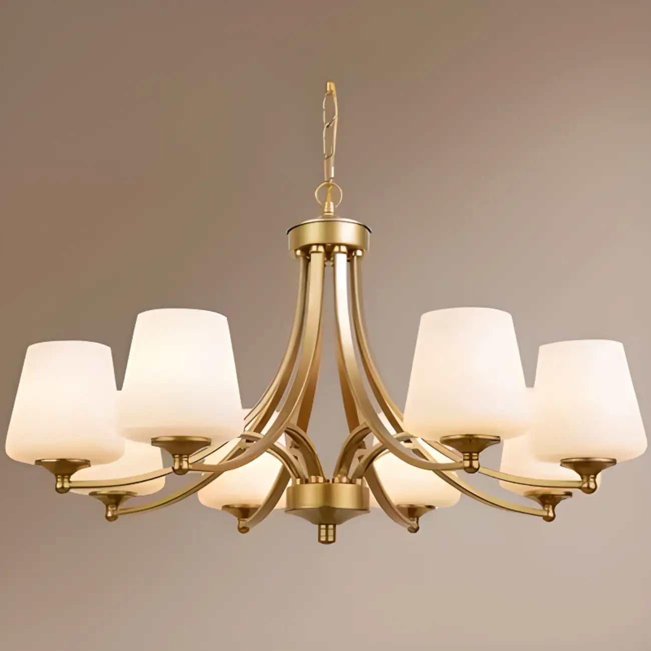 Vintage Metal White Glass Shade Classic Upward Chandelier Image - 24 | homeyfad